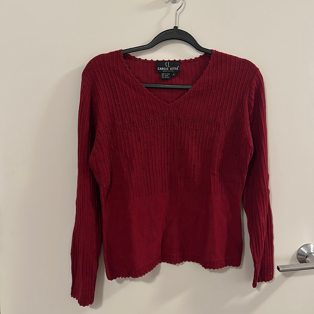 Barley worn Carole Little blouse.